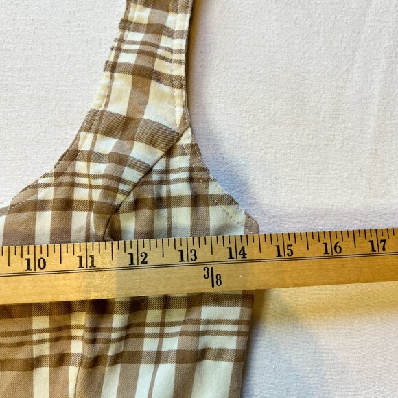 Brown & White Plaid Fitted Mini‎ Dress Forever 21 Size Medium - Picture 11 of 11